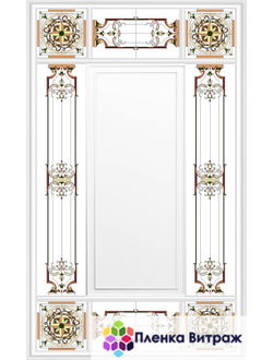 Пленка самоклеющая на потолок , розы витражная пленка, пленочный витраж с классическим рисунком