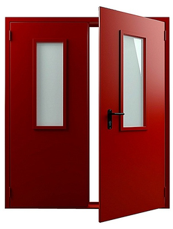 Дверь противопожарная ДПМО-02/60 (EI 60) двупольная (остекленная), размером 2070*1460 - 1,2 мм