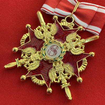 Орден Святого Станислава 1-й степени с мечами, с бантом из муаровой ленты.Полноразмерная копия LUX! Лот № 80.