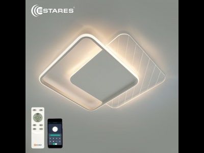 Estares св-к-люстра св/д управл. AMATO 2S 60W(6000lm) 2K-4K-6K 505x505x52 белый, пульт ДУ IP20