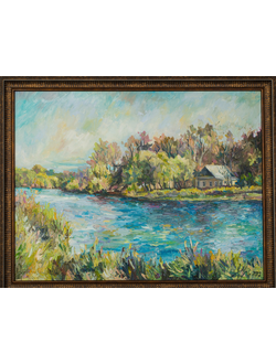 Пейзаж Дом у пруда в подмосковье Круглова Ирина