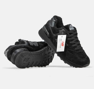 New Balance 574 Winter Black с мехом