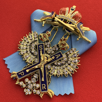 Орден Святого Андрея Первозванного со стразами и мечами, с бантом из муаровой ленты. Полноразмерная копия LUX! Лот № 48.