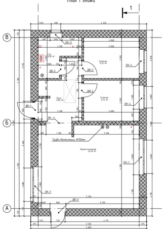 Одноэтажный дом с двумя спальнями 42м² (S55)