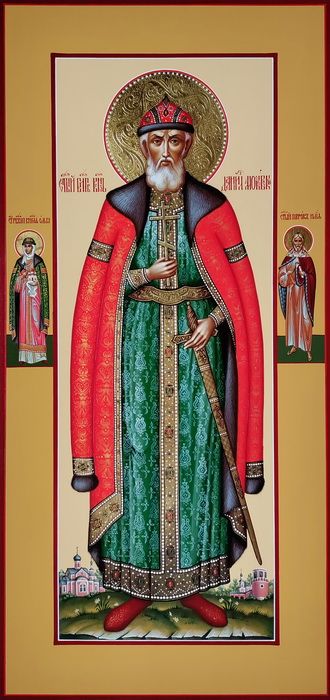 Даниил Московский, святой благоверный князь. Рукописная мерная икона.