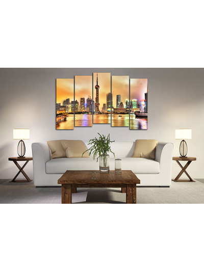Модульная картина "Вечерний Шанхай"