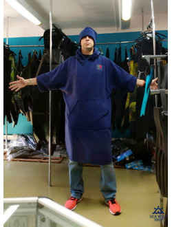 Пончо KF флисовое с капюшоном и шапкой, разные цвета