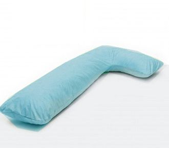 Подушка для сна на боку формы Г 230 + наволочка сатин страйп Бирюза