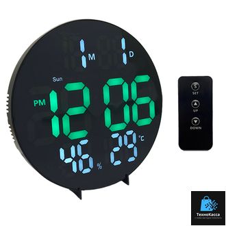 Часы-будильник электронные DS-3813L (зеленые+белые цифры) с пультом, влажность, температура