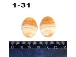 Оникс мраморный натуральный (кабошон) №1-31: пара - 2шт 27*20*5мм
