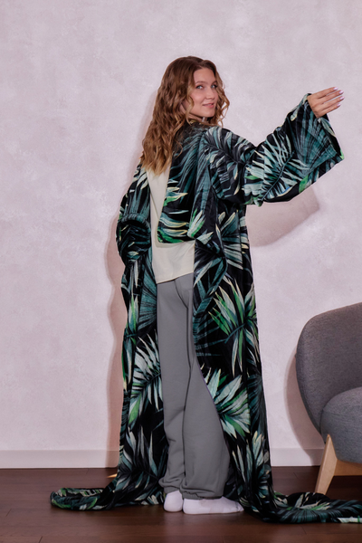 Плед с рукавами "Тропики" из микрофибры (велсофта)