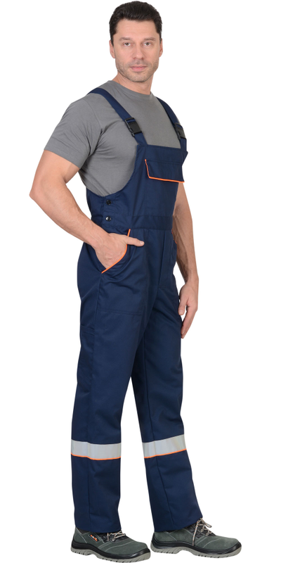 Костюм МАСТЕР летний: куртка, полукомбинезон, темно-синий с оранжевой отделкой