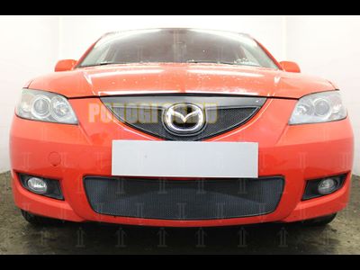 Защита радиатора Mazda 3 2006-2009 (седан) black верх