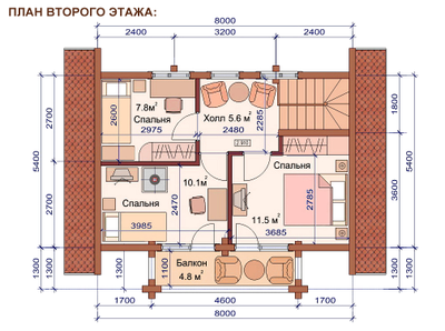Гостевой дом с тремя комнатами и баней из бревна ДБ-17, площадь 91 м2