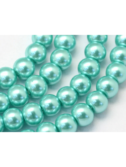 Бусины стеклянные под жемчуг 4 мм на нити, цвет голубой