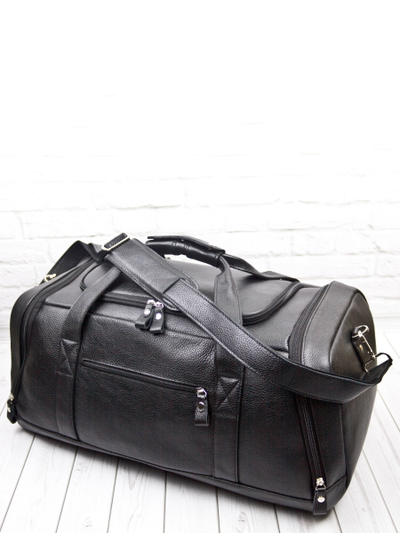 Кожаная дорожная сумка / рюкзак Napoli black 
(арт. 4034-01)