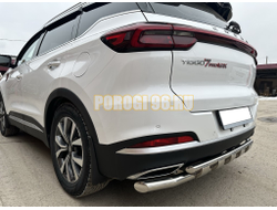 Защита заднего бампера двойная с перемычками ПапаТюнинг d60/42 для Chery Tiggo 7 Pro Max 2022-2024