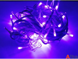 Гирлянда-Нить 10 м, 24В, ФИОЛЕТОВЫЙ, IP65, статика, зеленая резина