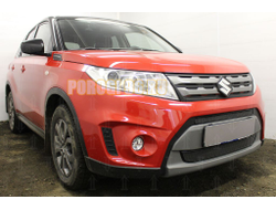 Защита радиатора Suzuki Vitara 2014-2018 (2 части) black PREMIUM