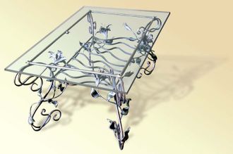 Стол кованый со стеклом - арт 02