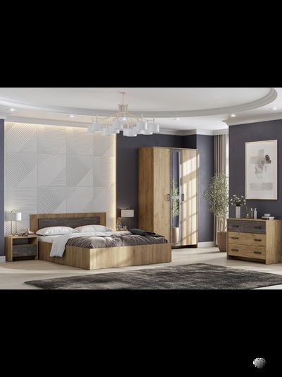 МСП 1 Комод 3 ящика Дуб Золотой/Камень тёмный