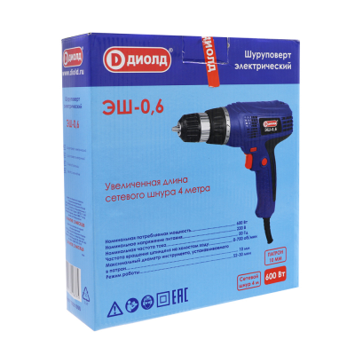 Шуруповерт электро ДИОЛД ЭШ 0,6 220В; 600Вт; БЗП-1,5-10мм; [34425]