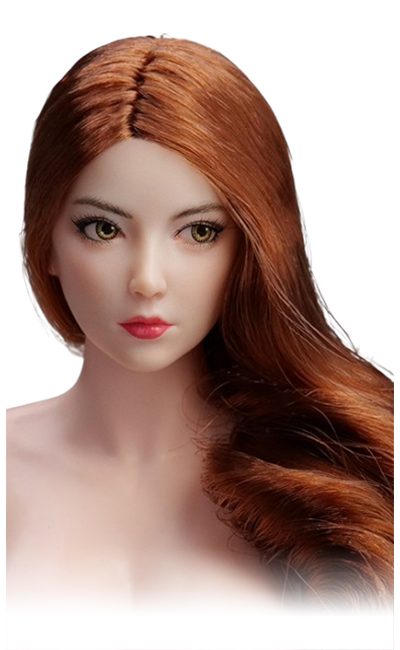 Женская голова (скульпт) с длинными рыжими волосами и подвижными глазами - 1/6 scale Female Head Sculpt with Movable Eyes (YMT107A) - YMTOYS