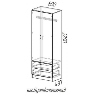 Шкаф 2-х створчатый платяной "Дуэт" (вотан)