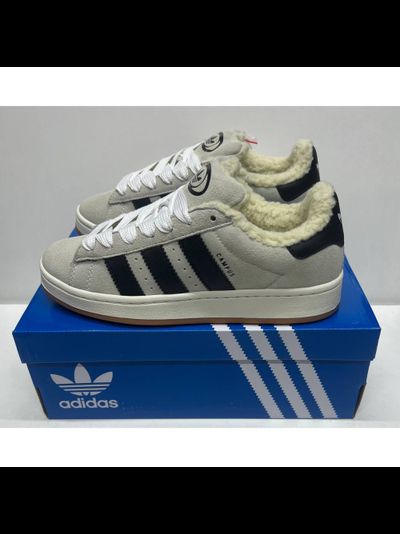 Adidas Campus 00s Crystal White Core Black с мехом