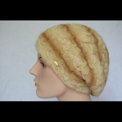 Вязаный берет женский Vizio Италия 7014  светло - коричневый фото