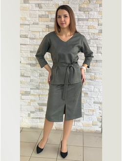 Джемпер 363-1024 / Юбка 357-1024 антрацит ЗАМША