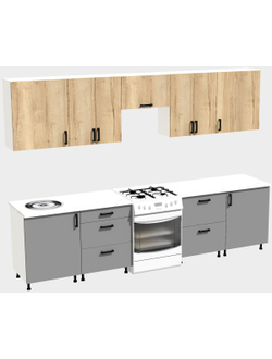 Кухня Эконом 2,4 метра (1200х1200) Цвет: Дуб Вотан/Базальт