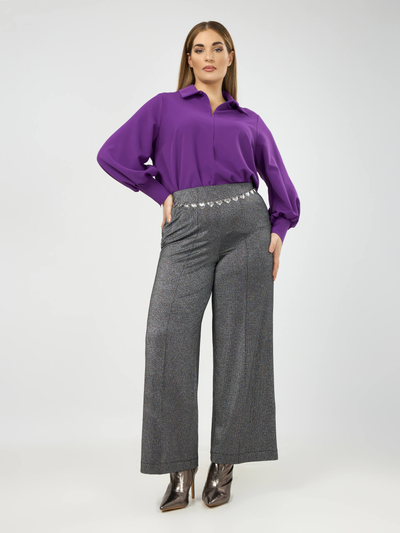 Cтильные женские  брюки большого размера серебро