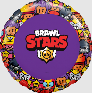 Шар фольгированный с гелием "Brawl stars Команда бойцов" Бравл старс фиолетовый 45 см