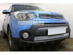 Защита радиатора Kia Soul 2017-2019 (2 части) chrome
