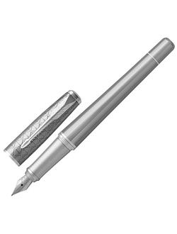Ручка перьевая PARKER "Urban Premium Silvered Powder CT", корпус серебристый, хромированные детали, синяя, 1931595