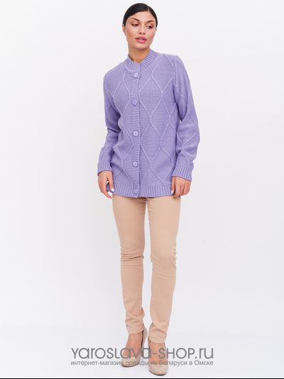 Женский вязанный жакет сиреневого цвета