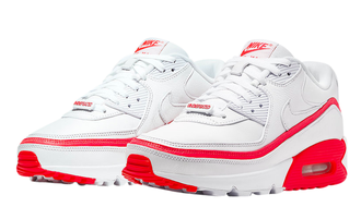 Nike Air Max 90 Белые с красным, кожа