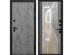 Дверь Стоун бетон с панелью Зеркало бетон