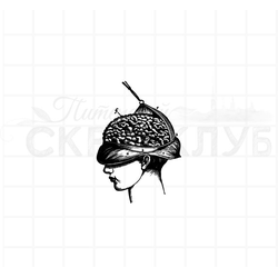 винтажный  анатомический штамп строение головы