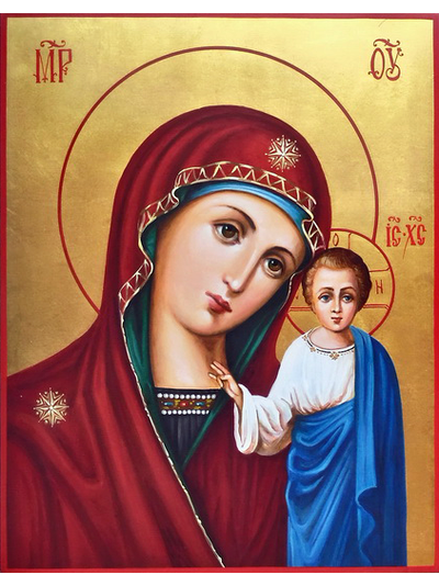 Казанская Богородица. Рукописная икона.