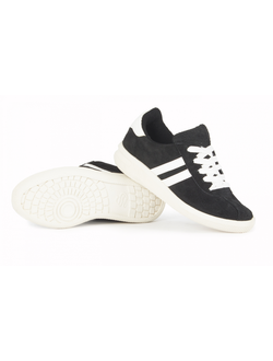 Кроссовки нат.замша ПВХ, черный/белый