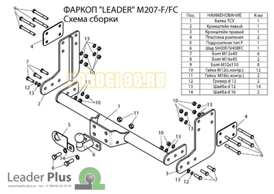 Фаркопы Лидер Плюс для Mercedes Sprinter (фургон) (без ступеньки) 2006-… / Volkswagen Crafter 2006-2017