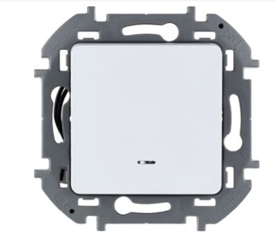 Legrand, Inspiria, Выключатель одноклавишный с подсветкой - белый