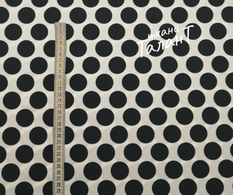 Лоскут Бифлекс матовый принт "Черные горохи на белом фоне" 125 см