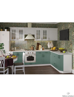 Лондон белый/изумруд модульная кухня