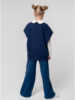 Брюки палаццо с утяжками (синий)