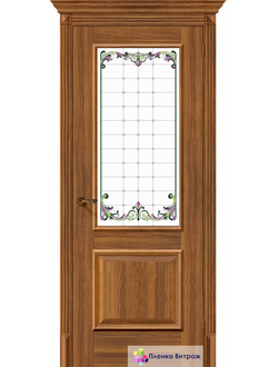 Витражная пленка, витражная пленка самоклеющаяся, пленочный витраж с классическим рисунком в дверь