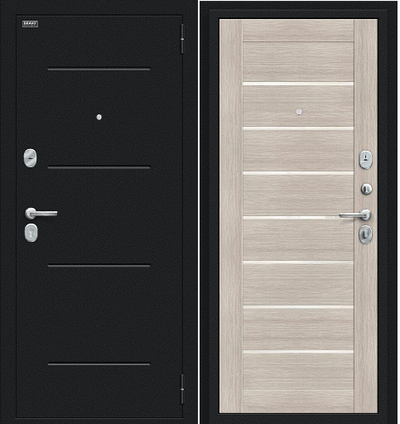 Дверь Входная  "Техно" Cappuccino Veralinga WP/Букле черное