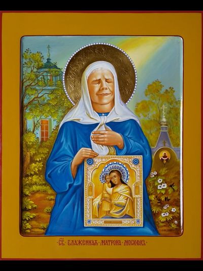Матрона Московская, святая блаженная. Рукописная икона.